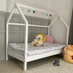 TODI Házikóágy 180×90 cm, original tetővel, leesésgátló és ágyneműtartó nélkül, fehér színben