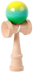 Flippy Jucarie Interactiva Kendama, Flippy, din Lemn, 18 cm, Joc de Indemanare pentru Copii si Adulti, Model Gradient 12, Galben Albastru Verde (teo-161673)