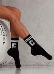 Milena Șosete dama MILENA 0200 DESIGN LETTER C negru-alb: 37-41 (29153 37-41)