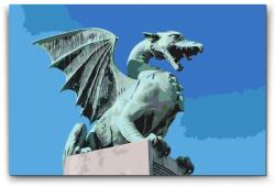  Festés számok szerint - Sárkányhíd, Ljubljana - Szlovénia Méret: 40x60cm, Keretezés: Kartonlemezen