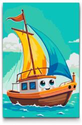  Festés számok szerint - Hajó gyerekeknek Méret: 20x30cm, Keretezés: Műanyagtáblával