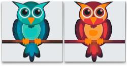  Festés számok szerint - Baglyok a fán (2 darab vászonkép) Méret: 50x50cm (2db), Keretezés: Keret nélkül (csak a vászon)