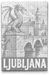  PontPöttyöző - Ljubljana plakát Méret: 40x60cm, Keretezés: Kartonlemezen, Szín: Kék