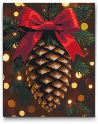  Festés számok szerint - Karácsonyi toboz Méret: 30x40cm, Keretezés: Keret nélkül (csak a vászon)
