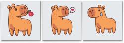  Festés számok szerint - Kapibara (3 darab vászonkép) Méret: 30x30cm (3db), Keretezés: Műanyagtáblával