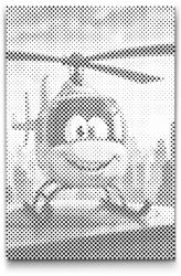  PontPöttyöző - Sárga helikopter gyerekeknek Méret: 40x60cm, Keretezés: Kartonlemezen, Szín: Kék