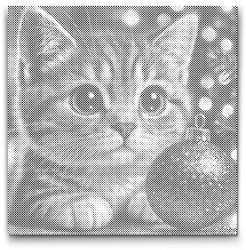  PontPöttyöző - Karácsonyi cica Méret: 50x50cm, Keretezés: Műanyagtáblával, Szín: Piros