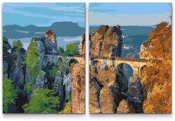  Festés számok szerint - Bastei híd - Németország (2 darab vászonkép) Méret: 30x40cm (2db), Keretezés: Keret nélkül (csak a vászon)
