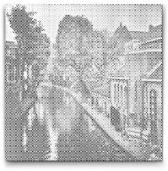  PontPöttyöző - Ősz Utrechtben - Hollandia Méret: 50x50cm, Keretezés: Műanyagtáblával, Szín: Kék