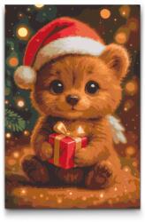  Festés számok szerint - Karácsonyi mackó Méret: 40x60cm, Keretezés: Keret nélkül (csak a vászon)
