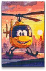  Gyémántszemes kirakó - Sárga helikopter gyerekeknek Méret: 20x30cm, Keretezés: Keret nélkül (csak a vászon), Gyémántok: Kerek