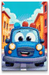  Gyémántszemes kirakó - Gyerek rendőrautó Méret: 20x30cm, Keretezés: Műanyagtáblával, Gyémántok: Négyzet alakú