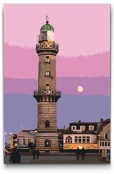  Festés számok szerint - Warnemünde világítótorony - Németország Méret: 40x60cm, Keretezés: Kartonlemezen