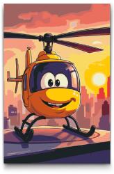  Festés számok szerint - Sárga helikopter gyerekeknek Méret: 40x60cm, Keretezés: Keret nélkül (csak a vászon)