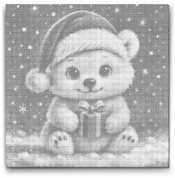  PontPöttyöző - Karácsonyi jegesmedve Méret: 50x50cm, Keretezés: Kartonlemezen, Szín: Zöld