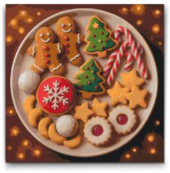  Festés számok szerint - Egy tányér tele süteménnyel Méret: 50x50cm, Keretezés: Kartonlemezen