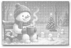  PontPöttyöző - Hóember a padon Méret: 40x60cm, Keretezés: Kartonlemezen, Szín: Zöld