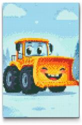  Gyémántszemes kirakó - Gyerek buldózer Méret: 20x30cm, Keretezés: Keret nélkül (csak a vászon), Gyémántok: Kerek