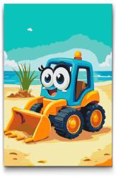  Festés számok szerint - Mini kotrógép gyerekeknek Méret: 20x30cm, Keretezés: Műanyagtáblával