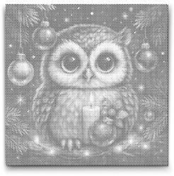  PontPöttyöző - Karácsonyi bagoly Méret: 50x50cm, Keretezés: Keret nélkül (csak a vászon), Szín: Fekete