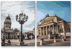  Festés számok szerint - Napos Gendarmenmarkt tér, Berlin - Németország (2 darab vászonkép) Méret: 30x40cm (2db), Keretezés: Keret nélkül (csak a vászon)