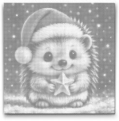  PontPöttyöző - Karácsonyi sündisznó Méret: 50x50cm, Keretezés: Műanyagtáblával, Szín: Zöld