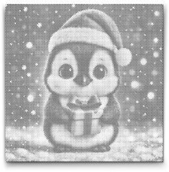  PontPöttyöző - Karácsonyi pingvin Méret: 50x50cm, Keretezés: Keret nélkül (csak a vászon), Szín: Zöld