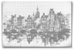  PontPöttyöző - Amszterdam rajza - Hollandia Méret: 40x60cm, Keretezés: Kartonlemezen, Szín: Zöld