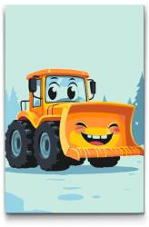  Festés számok szerint - Gyerek buldózer Méret: 20x30cm, Keretezés: Keret nélkül (csak a vászon)