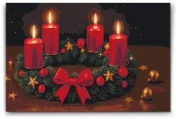  Festés számok szerint - Adventi koszorú az asztalra Méret: 40x60cm, Keretezés: Kartonlemezen