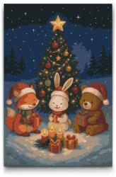  Festés számok szerint - Állatkák karácsonyra Méret: 40x60cm, Keretezés: Műanyagtáblával