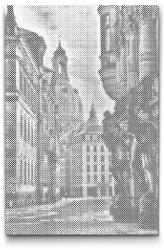  PontPöttyöző - Utcácska Drezdában - Németország Méret: 40x60cm, Keretezés: Kartonlemezen, Szín: Fekete