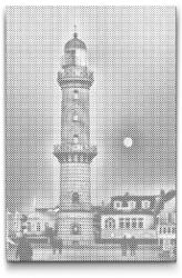  PontPöttyöző - Warnemünde világítótorony - Németország Méret: 40x60cm, Keretezés: Műanyagtáblával, Szín: Kék