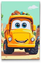  Festés számok szerint - Gyerek kukásautó Méret: 20x30cm, Keretezés: Kartonlemezen
