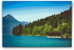  Gyémántszemes kirakó - Házikó a Walchensee tónál - Németország Méret: 40x60cm, Keretezés: Kartonlemezen, Gyémántok: Kerek