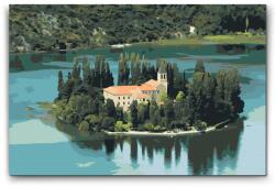  Festés számok szerint - Visovac-sziget - Horvátország Méret: 40x60cm, Keretezés: Keret nélkül (csak a vászon)