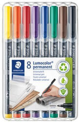 STAEDTLER Alkoholos marker készlet, OHP, 0, 6 mm, STAEDTLER "Lumocolor® 318 F", 8 különböző szín