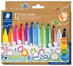 STAEDTLER Filctoll készlet, 3 mm, háromszögletű, kimosható, STAEDTLER "Noris® jumbo 328-B", 12 különböző szín