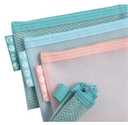 Exacompta Rendszerező tasak, cipzáras, hálós, A6, EXACOMPTA "Chromaline Pastel", vegyes színek