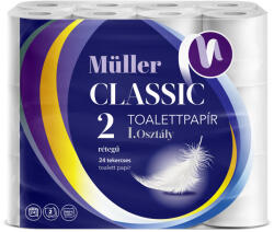 Müller Toalettpapír 2 rétegű kistekercses 100% cellulóz 100 lap/tekercs 24 tekercs/csomag Müller Classic - toptoner