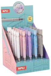 APLI Nyomósirón display, 0, 7 mm, hegyezővel, rázós, APLI, vegyes színekben, 25 db - toptoner