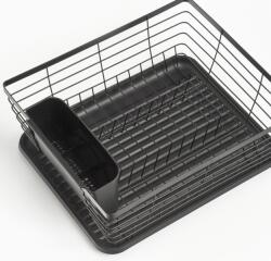 Zeller 14708 Edényszárító evőeszköztartóval, fekete (ZE-14708)