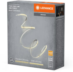 OSRAM Flex COB USB TYPE C - Hajlítható, dekoratív LED szalag, melegfehér 3000K, homogén fényeloszlás, 1, 5m hosszú, 1, 5W, 80lm, IP20 (4099854370021)