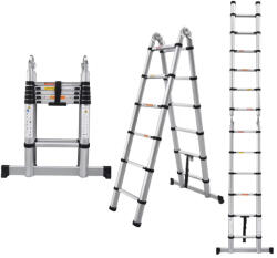 MXM Scară telescopică 2în1 cu articulație / tip capră - 3, 8 m, din aluminiu