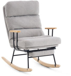 SONGMICS Hintaszék fa lábakkal, plüss szövettel, 4 fokozatban állítható háttámlával, Szürke színben (VH-LYY990G)