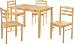 TEMPO KONDELA Étkezőgarnitúra 1+4, tömör fa, természetes, LOAK