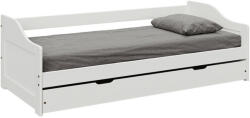 TEMPO KONDELA Ágy kihúzható pótággyal, fehér, tömörfa, 90x200, LAURA NEW - pepita