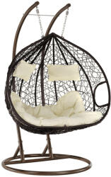 TEMPO KONDELA Függő dupla fotel, réz/barna/bézs, DALVEA 2 NEW