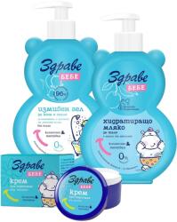 Sănătos Zdrave Bebe Set - Gel de curățare, lapte și cremă pentru axile, 400 + 250 ml + 40 g