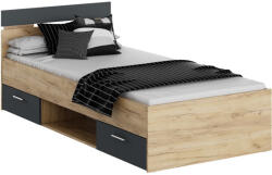 TEMPO KONDELA Ágykeret, 90x200, artisan tölgy/grafit, MICHIGAN NEW - pepita